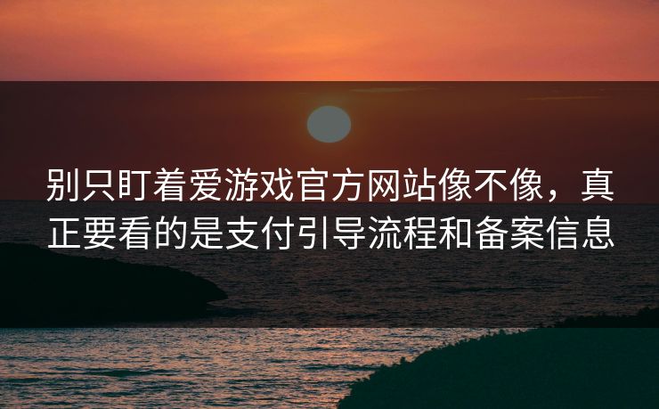 别只盯着爱游戏官方网站像不像，真正要看的是支付引导流程和备案信息