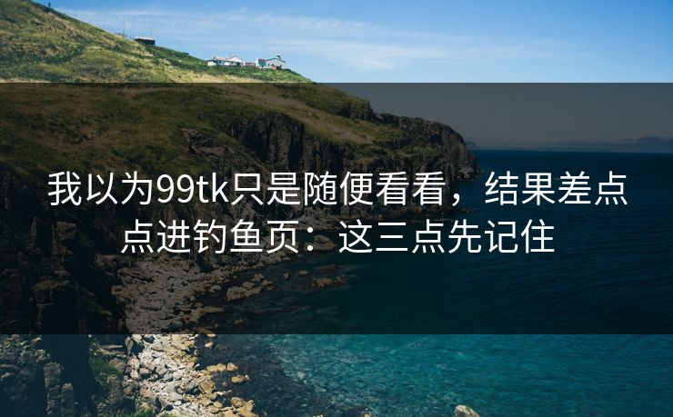 我以为99tk只是随便看看，结果差点点进钓鱼页：这三点先记住