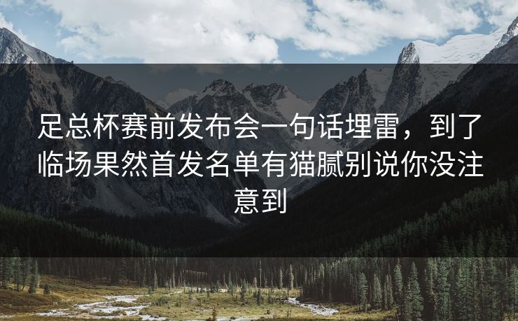 足总杯赛前发布会一句话埋雷,到了临场果然首发名单有猫腻别说你没注意到